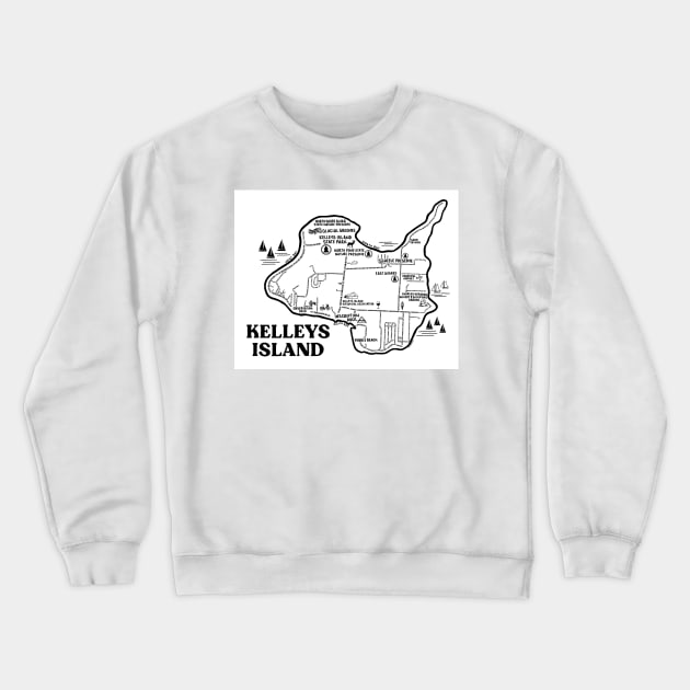 Kelleys Island Map Crewneck Sweatshirt by fiberandgloss